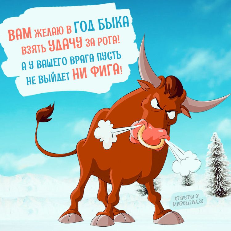 Открытка «Год быка» №7773
