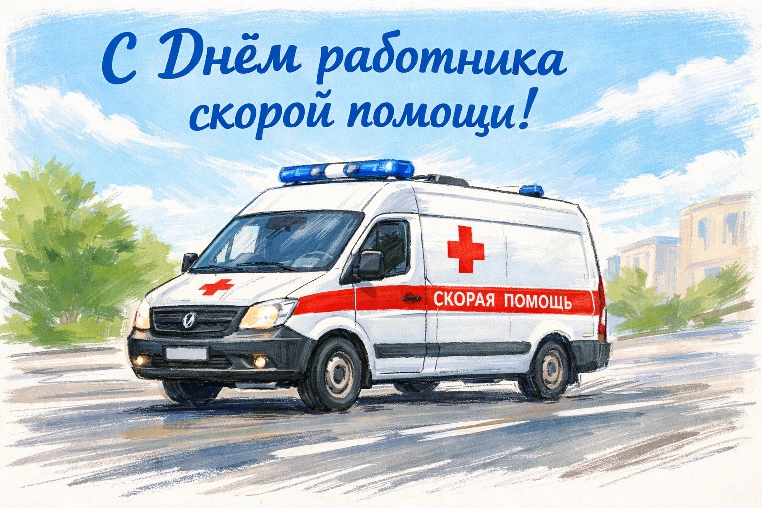 Открытка «День сотрудников Службы скорой медицинской помощи» №8374
