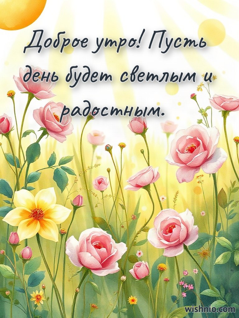 Солнечное утро с розами