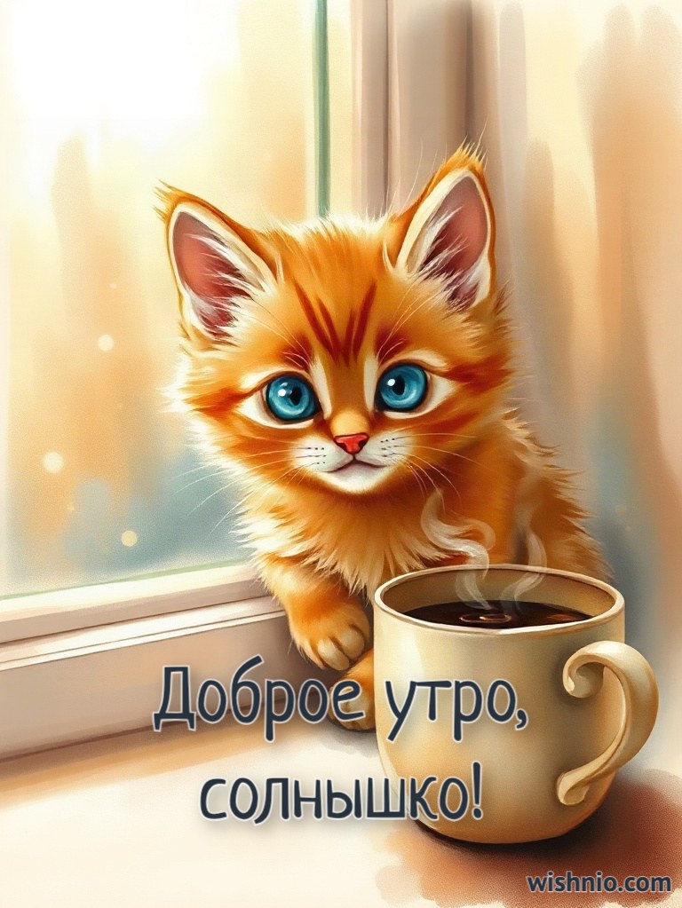 Уютное утро с котенком